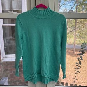 Mint Blue/Green Cotton Blend Mock Neck Knit Sweater Sz M